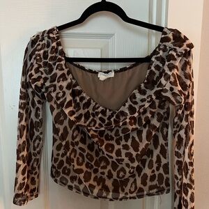Brown Leopard Print Blouse